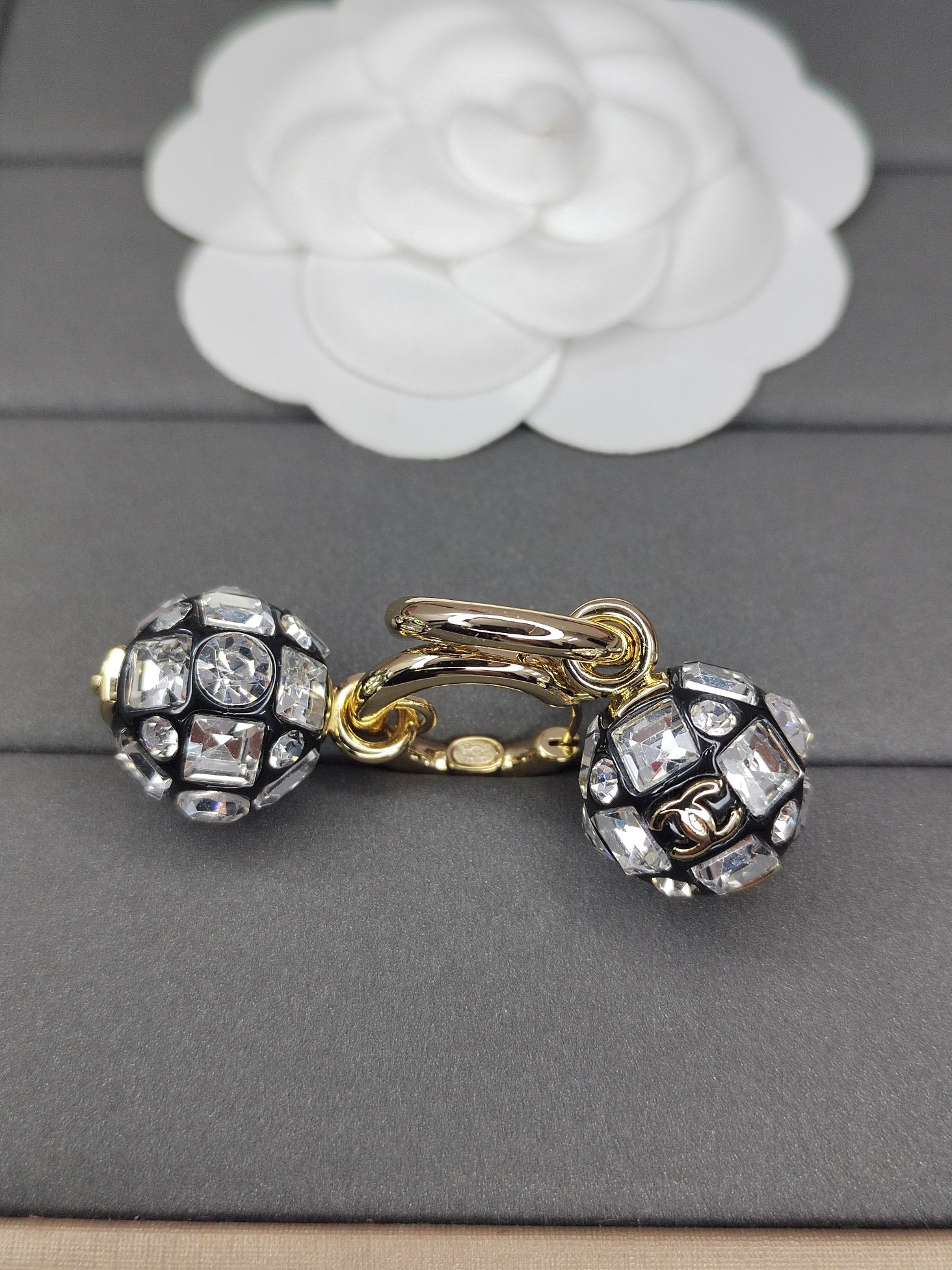 18K  Chanel Ball Crystals Earrings