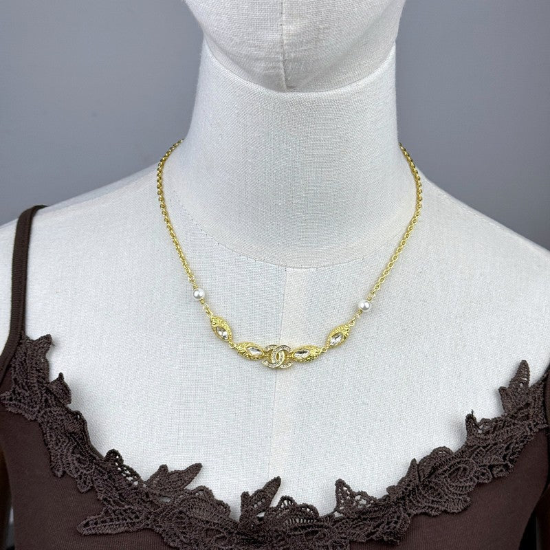 18K  Chanel 26C Crystal Gold Necklace